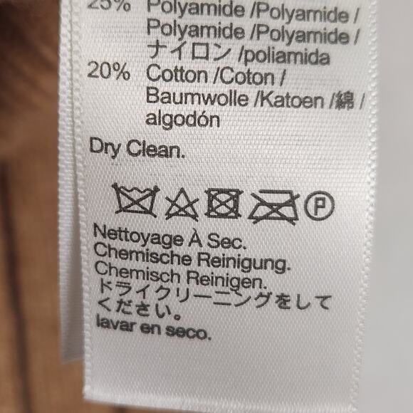 Madewell Tipped V-Neck Oversized Sweater in Tan With Blue V-Neck SZ SM Wool Blnd - Picture 12 of 13